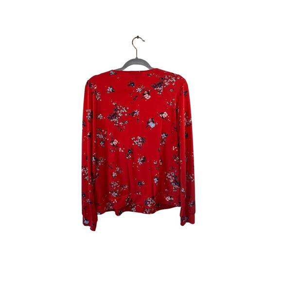 Banana Republic Red Floral Long Sleeve Blouse Size Large - Picture 2 of 5